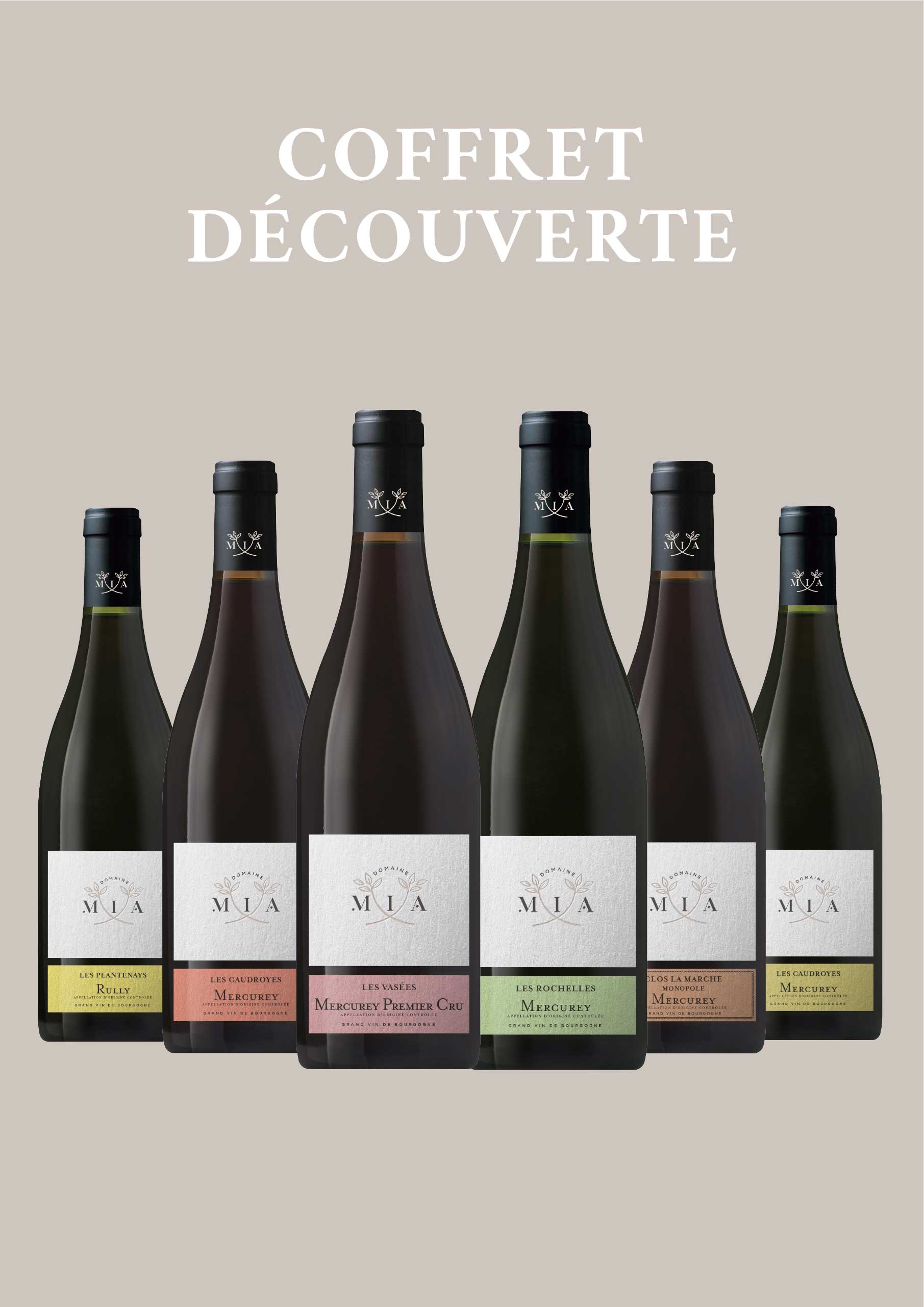 Coffret de 6 bouteilles de vin de bourgogne bio rouge et blanc de Domaine Mia