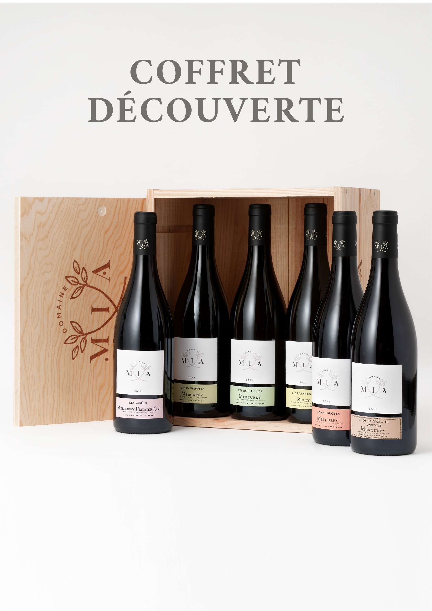 Coffret découverte de 6 grands vins de Bourgogne Rouge et Blanc Mercurey Domaine Mia